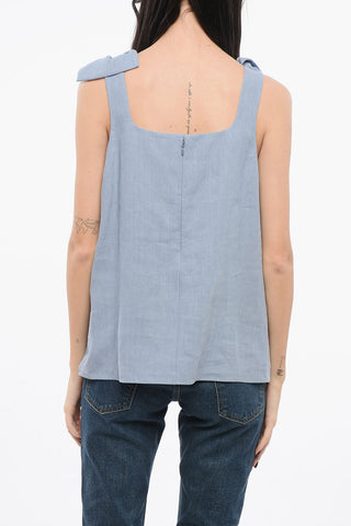Linen Top with Bow Straps