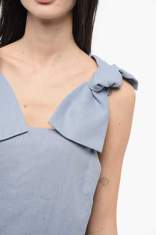 Linen Top with Bow Straps