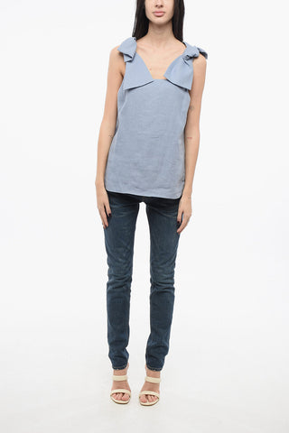 Linen Top with Bow Straps