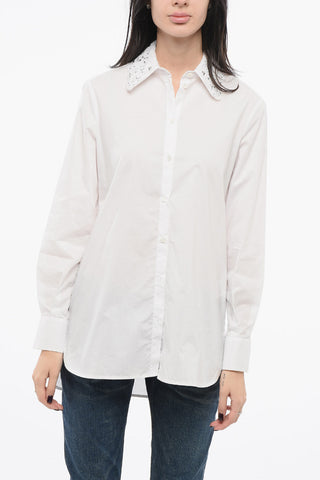 Oversized Blouse with Embroidered Collar