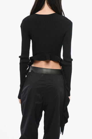 JEANS COUTURE Top Crop a Coste con Dettaglio da Allacciare
