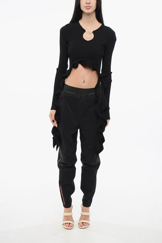 JEANS COUTURE Top Crop a Coste con Dettaglio da Allacciare
