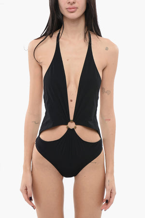 Cut-Out One-Piece Swimsuit With Gold-Effect Details