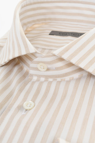 Two-Tone Striped Shirt with French Collar