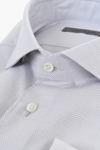 Micro Checked Cotton Shirt with Spread Collar 