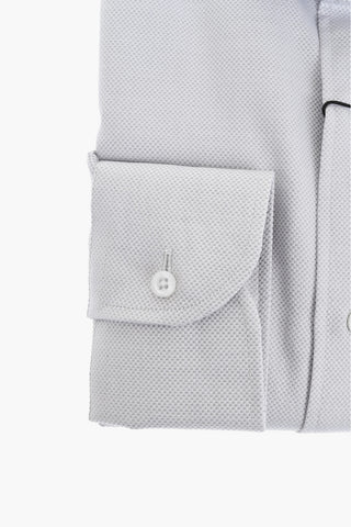Micro Checked Cotton Shirt with Spread Collar 
