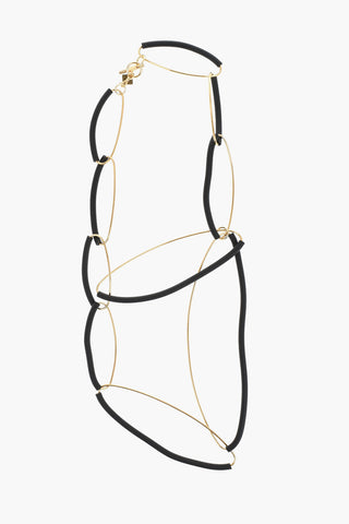 Two-Tone Bib Necklace with Metal and Pvc Elements