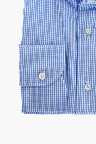 Two-Tone Micro Checked Shirt with Spread Collar