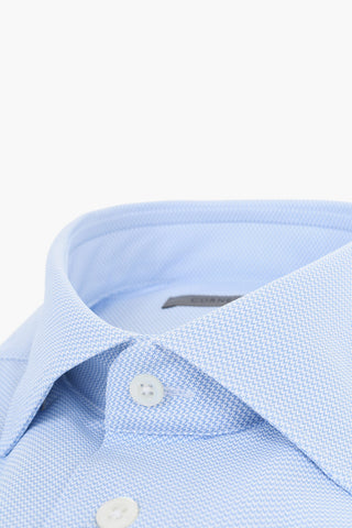 Two-Tone Stretch Fabric Shirt with Spread Collar