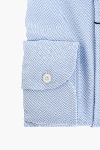 Two-Tone Stretch Fabric Shirt with Spread Collar