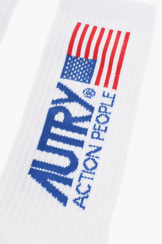 Ribbed Stretch Socks with Contrasting Embroideries