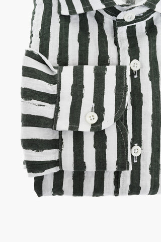 Camicia in Lino a Righe Bicolore