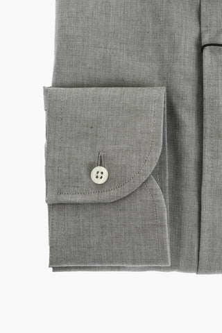Cotton and Linen Shirt with Spread Collar