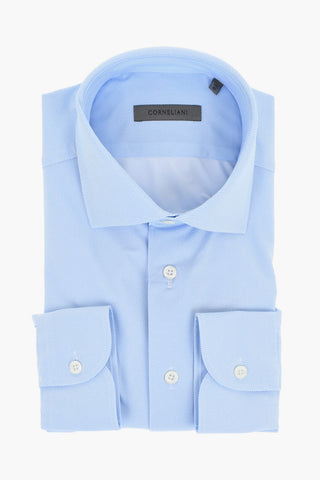 Striped Stretch Nylon Shirt with Spread Collar