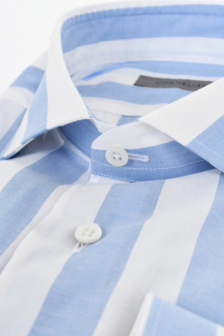 Camicia in Cotone e Seta a Righe Awning