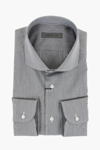 Striped Cotton Poplin Shirt Hairline