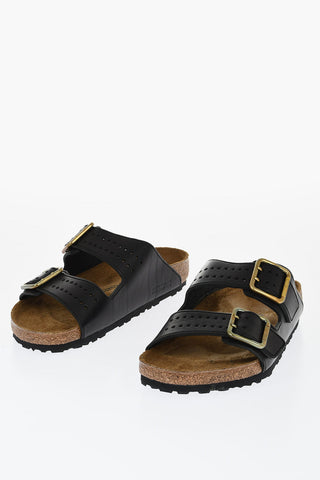 Double Buckle Leather Sandals