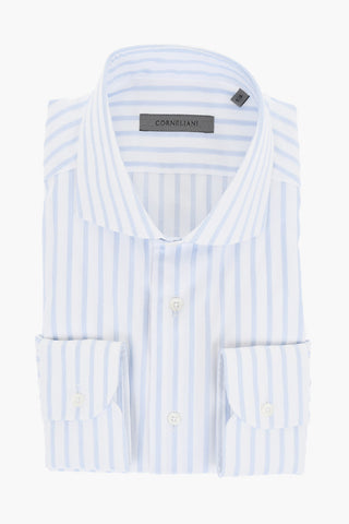 Striped Cotton Shirt with Spread Collar