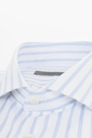 Striped Cotton Shirt with Spread Collar
