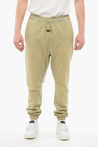 Fleeced Cotton Sweatpants with Nylon Detail