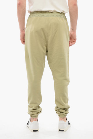 Fleeced Cotton Sweatpants with Nylon Detail