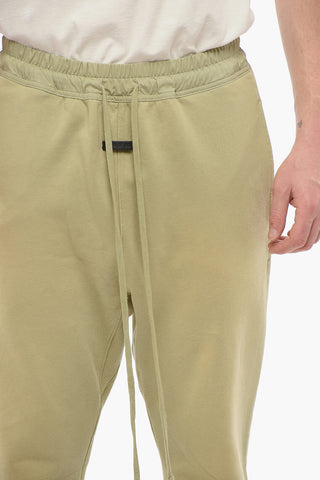 Fleeced Cotton Sweatpants with Nylon Detail