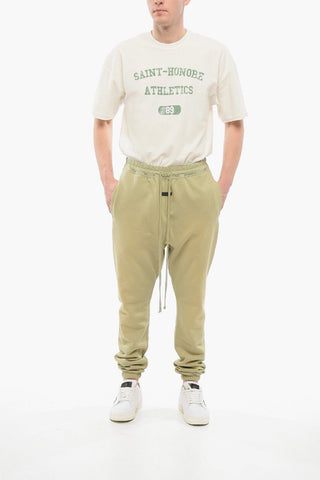 Fleeced Cotton Sweatpants with Nylon Detail