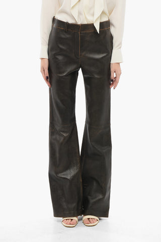 Nappa Leather Flared Trousers