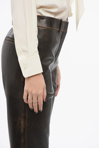 Nappa Leather Flared Trousers
