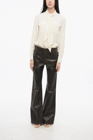 Nappa Leather Flared Trousers