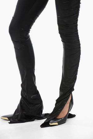 Lurex High-Waist Trousers with Gathered Detail