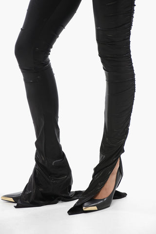 Lurex High-Waist Trousers with Gathered Detail