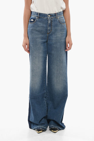 Jeans Wide Leg con Lavaggio Usurato