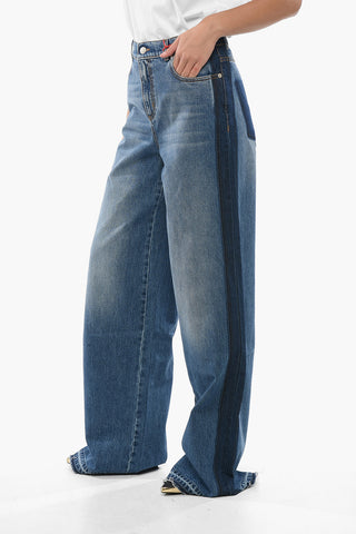 Jeans Wide Leg con Lavaggio Usurato