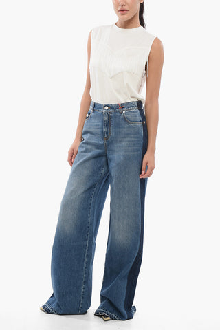 Jeans Wide Leg con Lavaggio Usurato