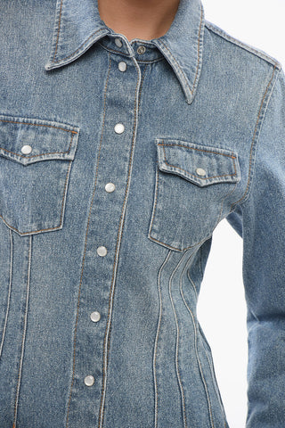 Slim Fit Stone Washed Denim Shirt
