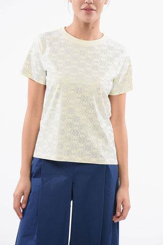 All-Over Rhinestone Cotton QUENTIN Crew-neck T-shirt 