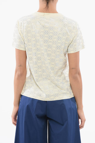 All-Over Rhinestone Cotton QUENTIN Crew-neck T-shirt 