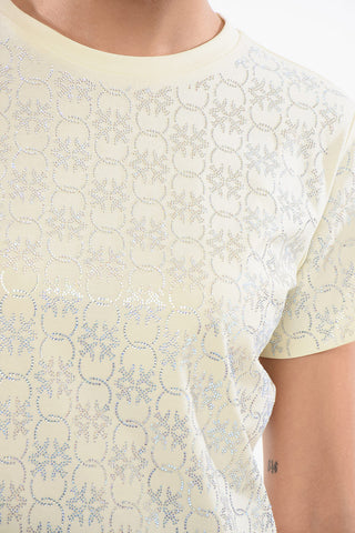 All-Over Rhinestone Cotton QUENTIN Crew-neck T-shirt 