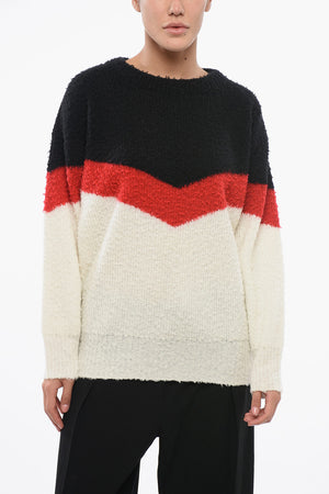 Pullover mit Rundhalsausschnitt aus Wollmix mit Color-Block-Design