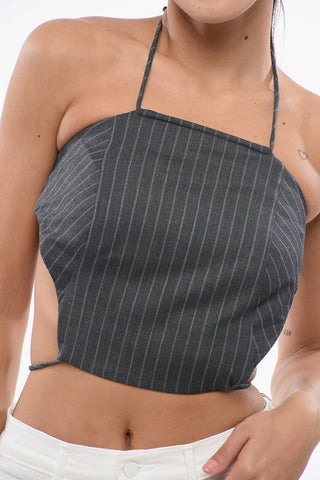 Pinstriped Halter-Neck Top