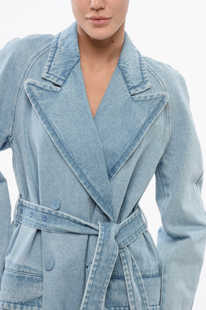 Cappotto Doppiopetto in Denim con Citnura