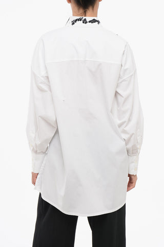 Asymmetric Oversized Shirt with Floral Lace