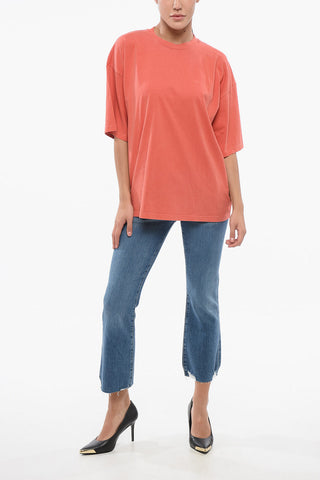 Baumwoll-T-Shirt mit Rundhalsausschnitt und Ton-in-Ton-Logo-Print
