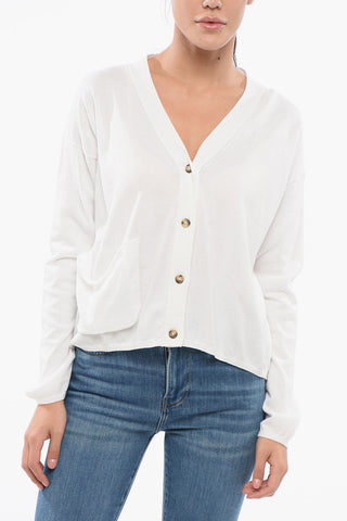 V-neck Cotton OVER Cardigan with Breast Pocket