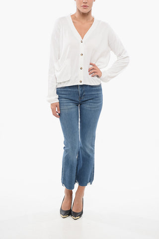 V-neck Cotton OVER Cardigan with Breast Pocket