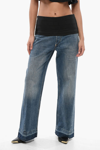 Mid Washed Straight Fit Denims with Tuxedo Detail 27cm