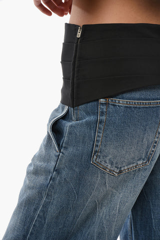Mid Washed Straight Fit Denims with Tuxedo Detail 27cm