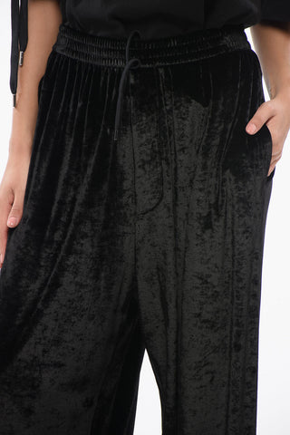 Wide-Leg-Hose aus Samt