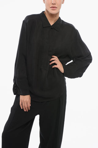EMPORIO Cupro Shirt with Button-down Collar